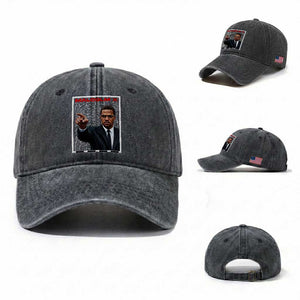 Malcolm X Legend Washed Cotton Baseball Cap African American Activist Legacy TS12 Washed Cap Universal Fit Dark Gray Print Your Wear