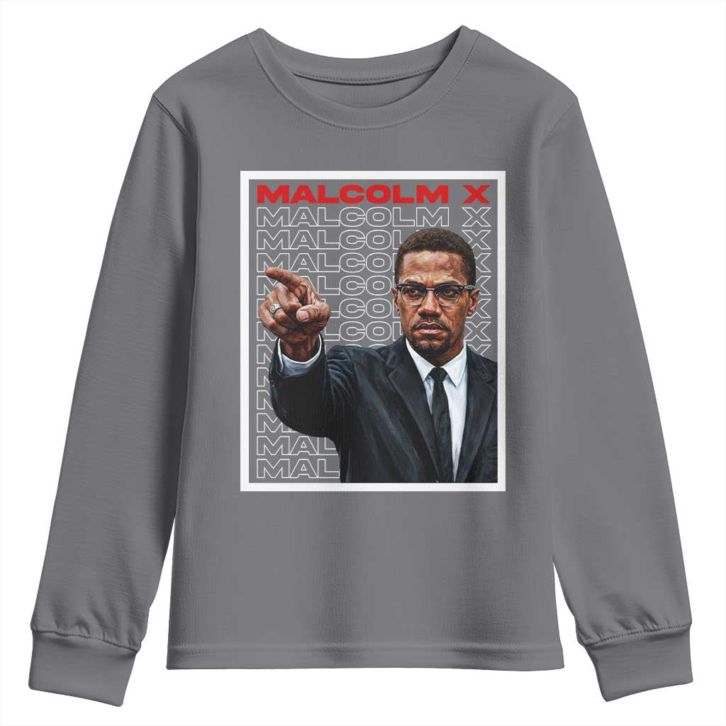 Malcolm X Legend Youth Sweatshirt African American Activist Legacy TS12 Charcoal Print Your Wear