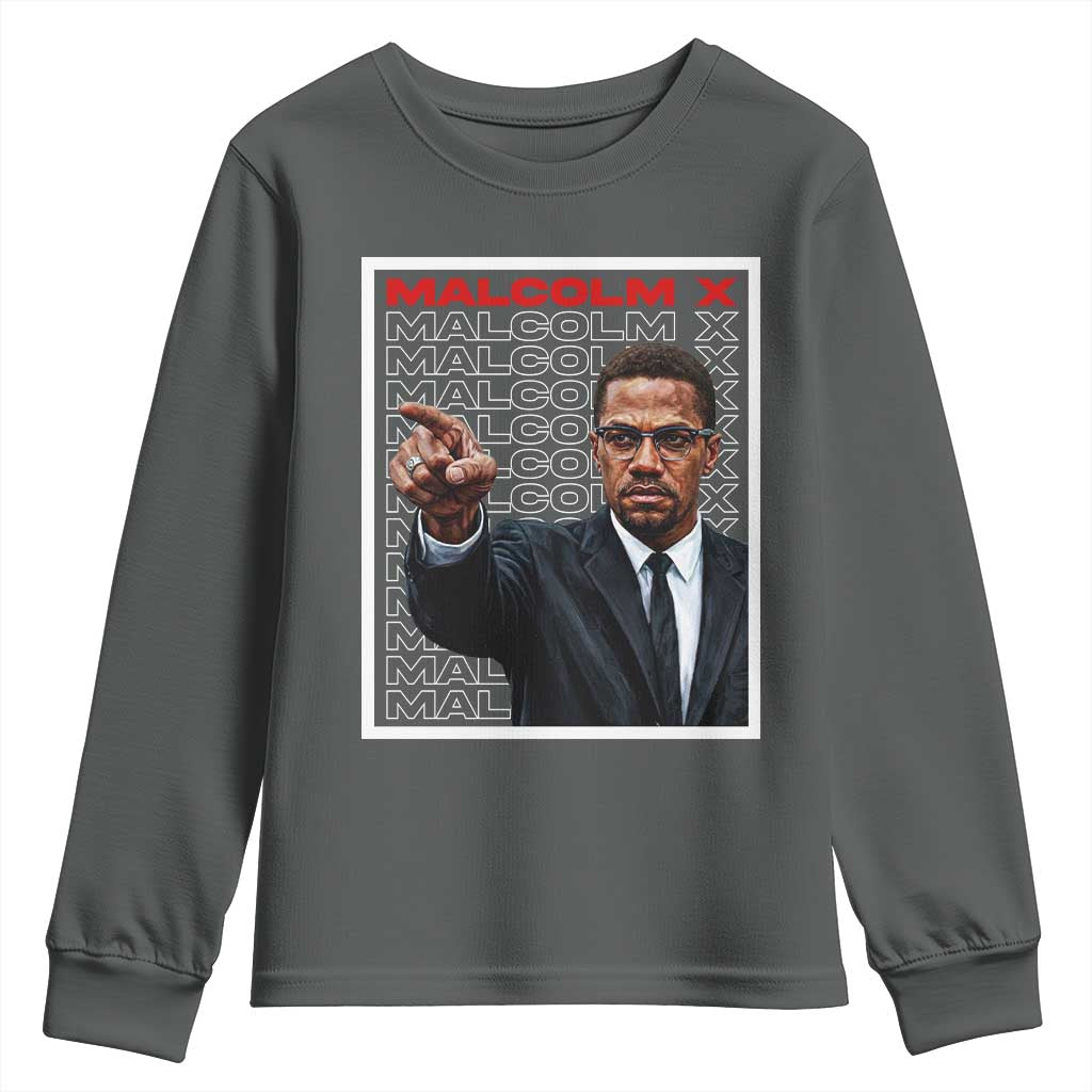 Malcolm X Legend Youth Sweatshirt African American Activist Legacy TS12 Dark Heather Print Your Wear