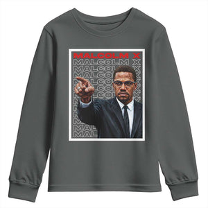 Malcolm X Legend Youth Sweatshirt African American Activist Legacy TS12 Dark Heather Print Your Wear