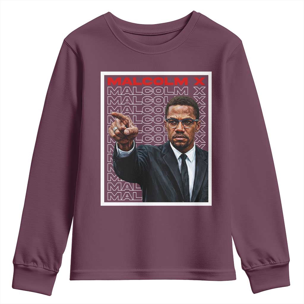 Malcolm X Legend Youth Sweatshirt African American Activist Legacy TS12 Maroon Print Your Wear