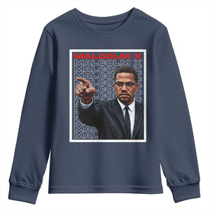 Malcolm X Legend Youth Sweatshirt African American Activist Legacy TS12 Navy Print Your Wear