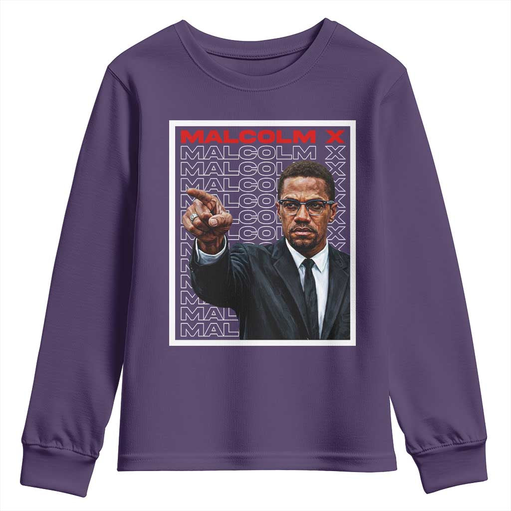 Malcolm X Legend Youth Sweatshirt African American Activist Legacy TS12 Purple Print Your Wear