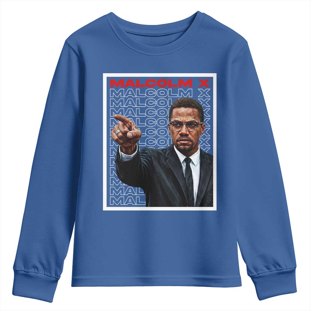 Malcolm X Legend Youth Sweatshirt African American Activist Legacy TS12 Royal Blue Print Your Wear