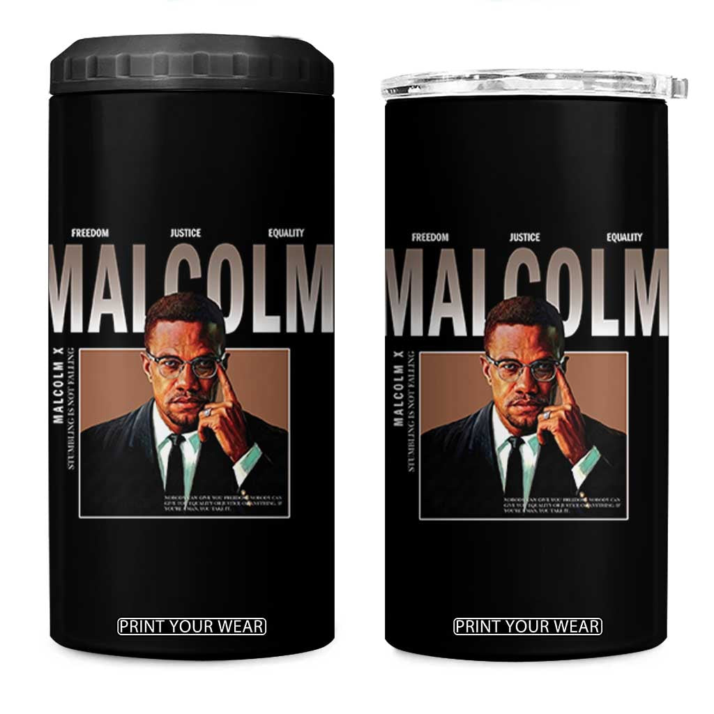 Black History Hero Malcolm X 4 in 1 Can Cooler Tumbler Stumbling Is Not Falling TS12 One Size: 16 oz Black Print Your Wear