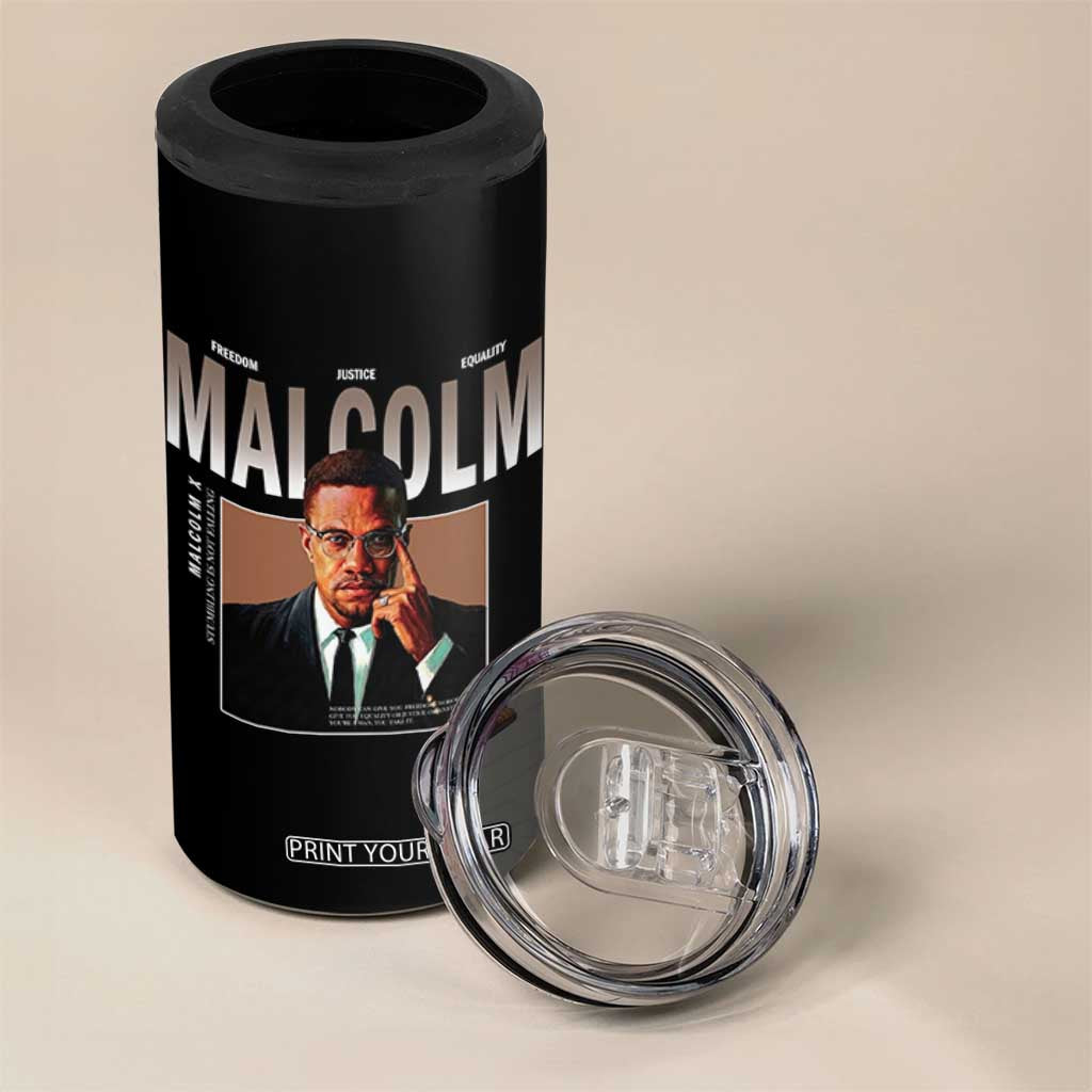 Black History Hero Malcolm X 4 in 1 Can Cooler Tumbler Stumbling Is Not Falling TS12 Print Your Wear