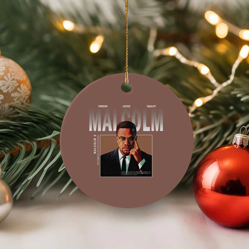 Black History Hero Malcolm X Ceramic Ornament Stumbling Is Not Falling TS12 1pc Mocha Print Your Wear
