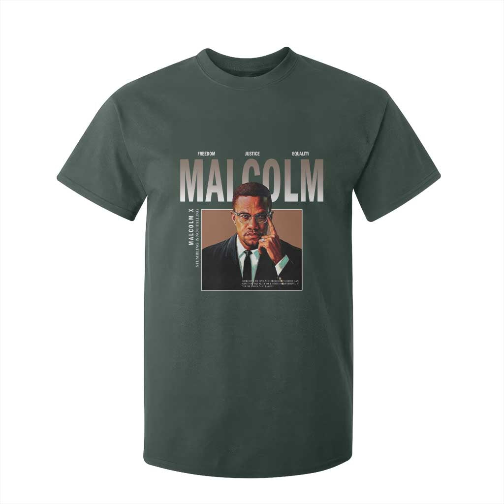 Black History Hero Malcolm X T Shirt For Kid Stumbling Is Not Falling TS12 Dark Forest Green Print Your Wear