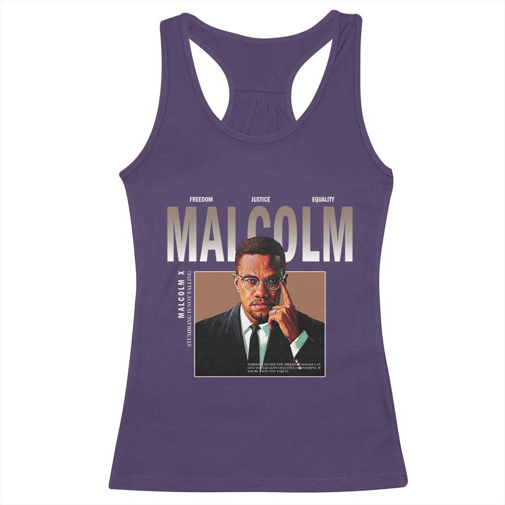 Black History Hero Malcolm X Racerback Tank Top Stumbling Is Not Falling TS12 Purple Print Your Wear