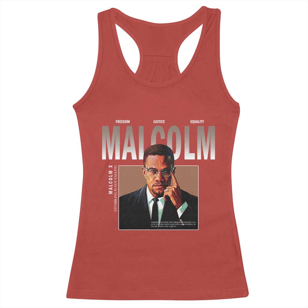Black History Hero Malcolm X Racerback Tank Top Stumbling Is Not Falling TS12 Red Print Your Wear