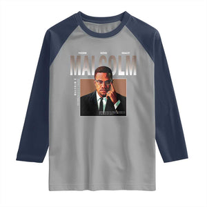 Black History Hero Malcolm X Raglan Shirt Stumbling Is Not Falling TS12 Sport Gray Navy Print Your Wear