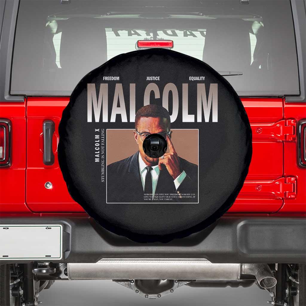 Black History Hero Malcolm X Spare Tire Cover Stumbling Is Not Falling TS12 Black Print Your Wear