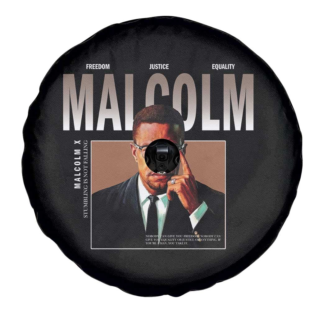 Black History Hero Malcolm X Spare Tire Cover Stumbling Is Not Falling TS12 Print Your Wear