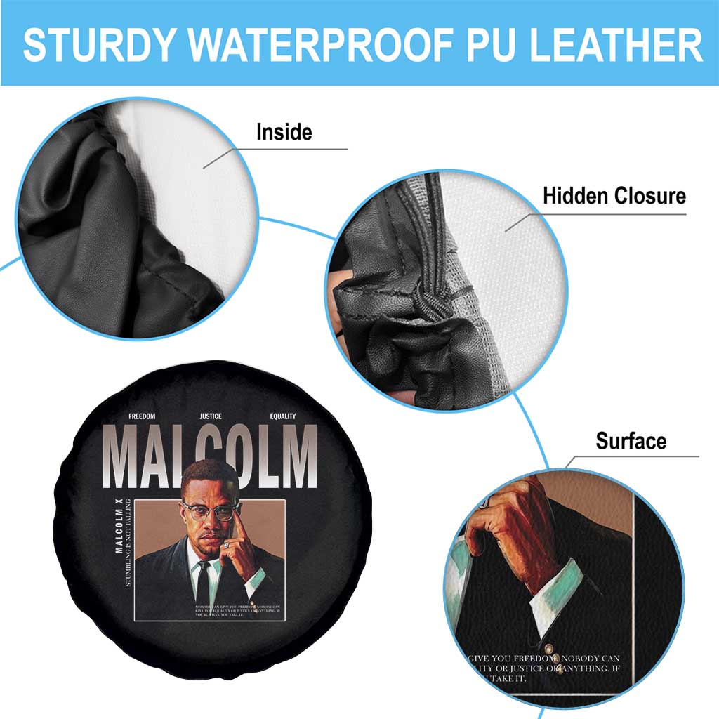 Black History Hero Malcolm X Spare Tire Cover Stumbling Is Not Falling TS12 Print Your Wear