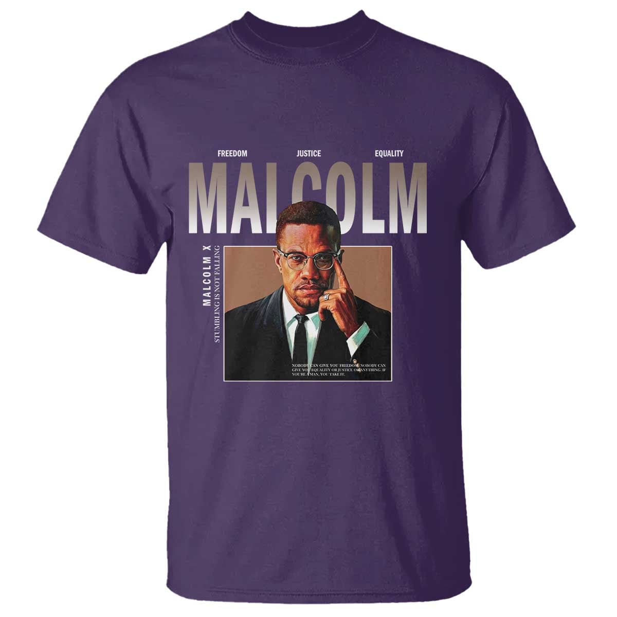Black History Hero Malcolm X T Shirt Stumbling Is Not Falling TS12 Purple Print Your Wear