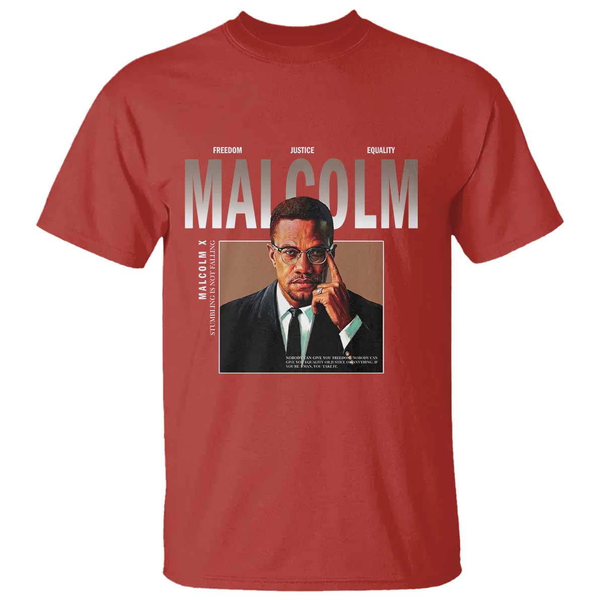 Black History Hero Malcolm X T Shirt Stumbling Is Not Falling TS12 Red Print Your Wear