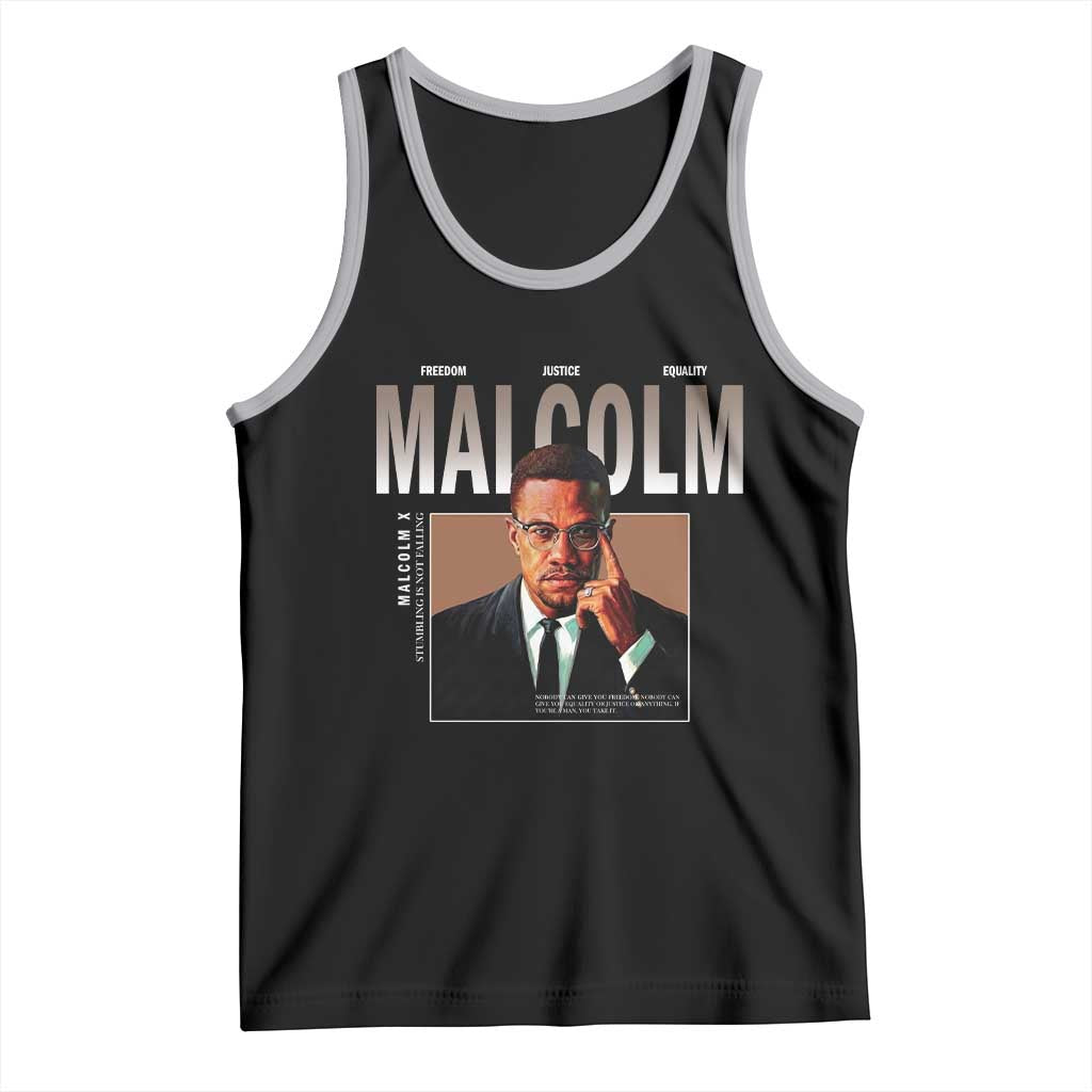 Black History Hero Malcolm X Tank Top Stumbling Is Not Falling TS12 Black Athletic Heather Print Your Wear