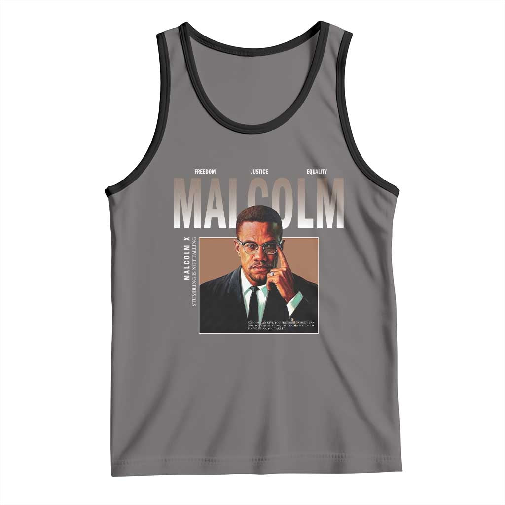 Black History Hero Malcolm X Tank Top Stumbling Is Not Falling TS12 Deep Heather Black Print Your Wear