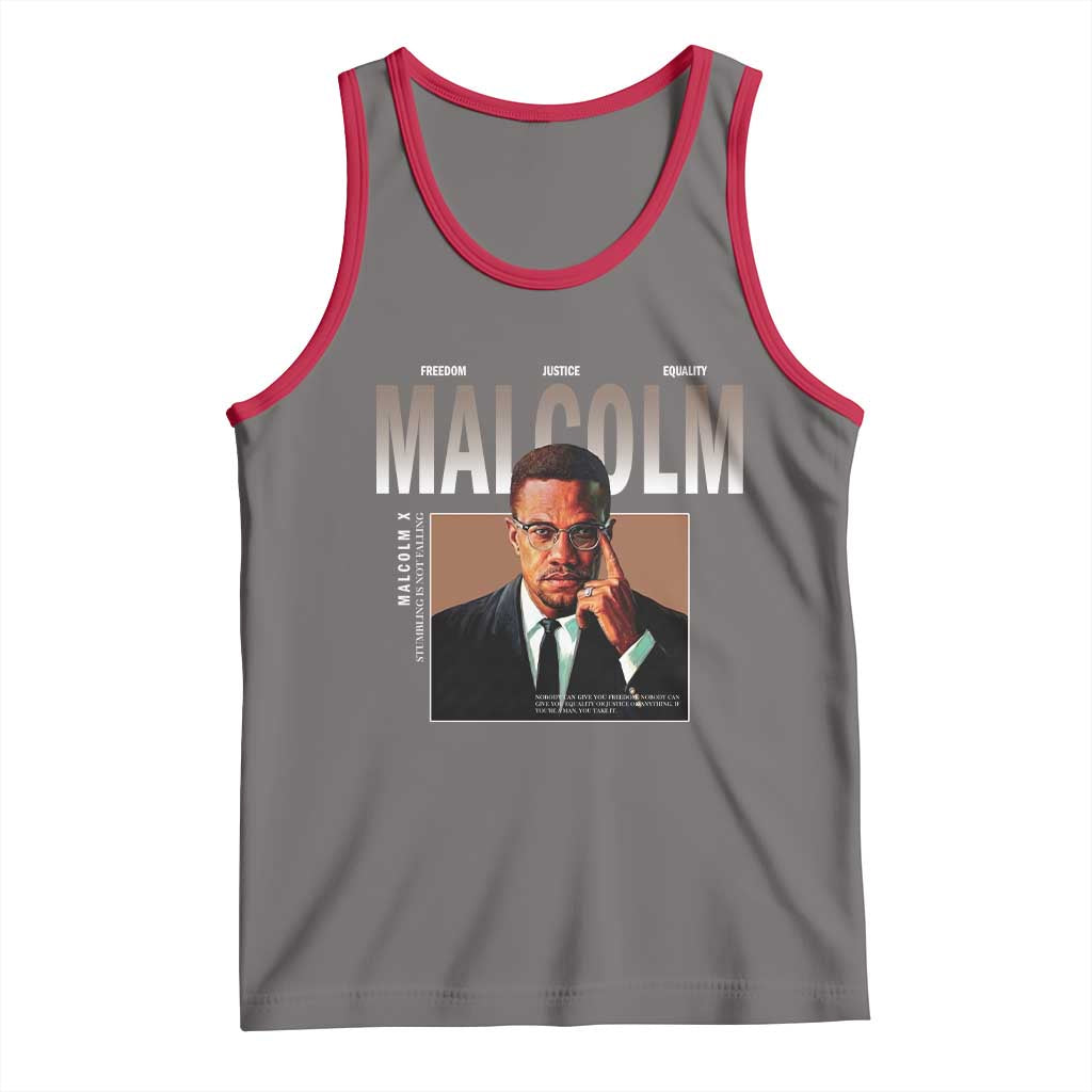 Black History Hero Malcolm X Tank Top Stumbling Is Not Falling TS12 Deep Heather Red Print Your Wear