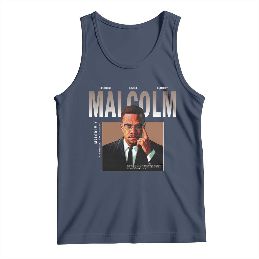 Black History Hero Malcolm X Tank Top Stumbling Is Not Falling TS12 Navy Print Your Wear