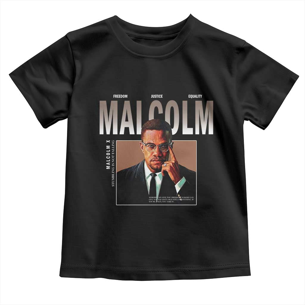 Black History Hero Malcolm X Toddler T Shirt Stumbling Is Not Falling TS12 Black Print Your Wear