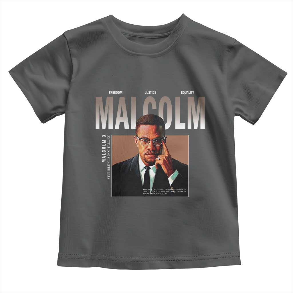 Black History Hero Malcolm X Toddler T Shirt Stumbling Is Not Falling TS12 Dark Heather Print Your Wear