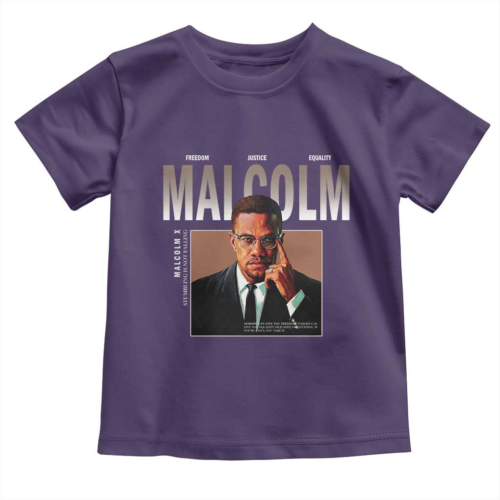 Black History Hero Malcolm X Toddler T Shirt Stumbling Is Not Falling TS12 Purple Print Your Wear