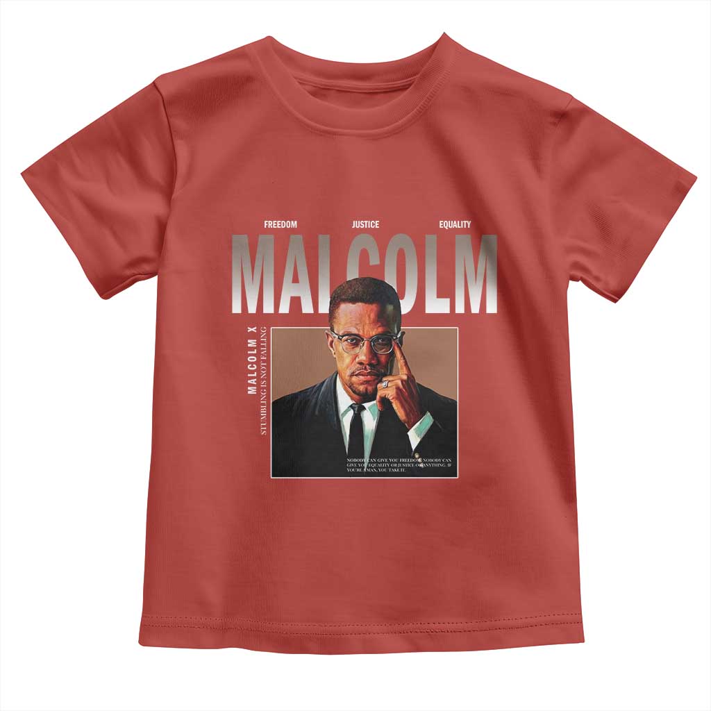 Black History Hero Malcolm X Toddler T Shirt Stumbling Is Not Falling TS12 Red Print Your Wear