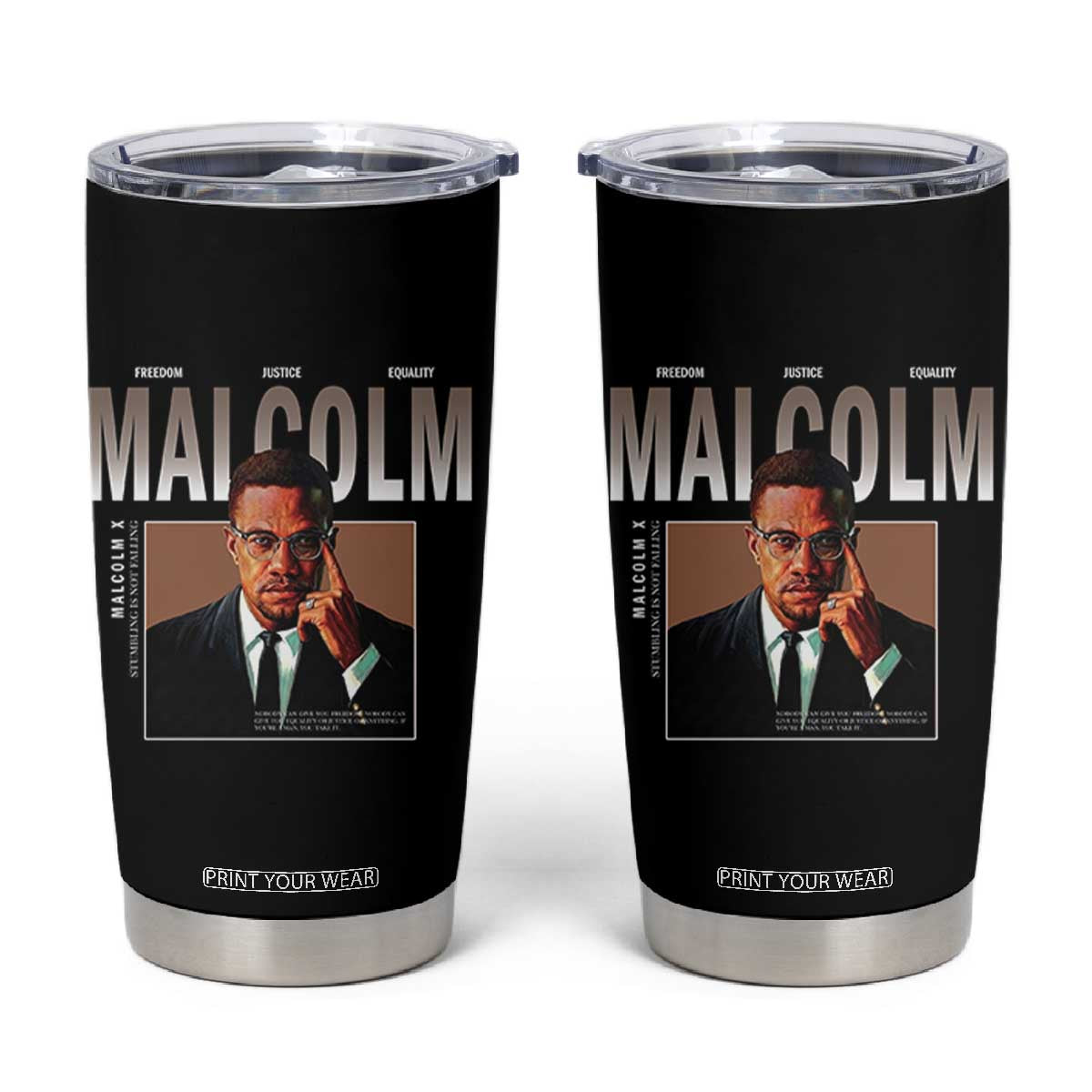 Black History Hero Malcolm X Tumbler Cup Stumbling Is Not Falling TS12 Black Print Your Wear