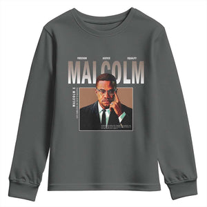 Black History Hero Malcolm X Youth Sweatshirt Stumbling Is Not Falling TS12 Dark Heather Print Your Wear