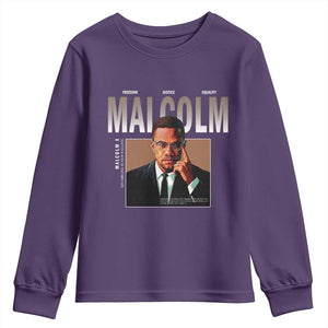 Black History Hero Malcolm X Youth Sweatshirt Stumbling Is Not Falling TS12 Purple Print Your Wear