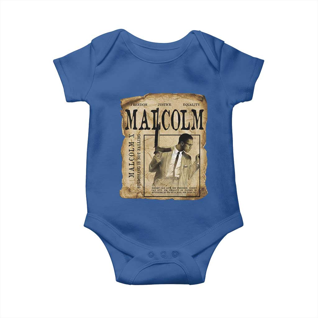 Malcolm X Historical Newspaper Baby Onesie Stumbling Is Not Falling Black History TS12 Royal Blue Print Your Wear