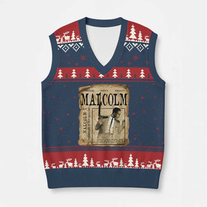 Malcolm X Historical Newspaper V-Neck Knit Sweater Vest Stumbling Is Not Falling Black History TS12 Navy Red Print Your Wear