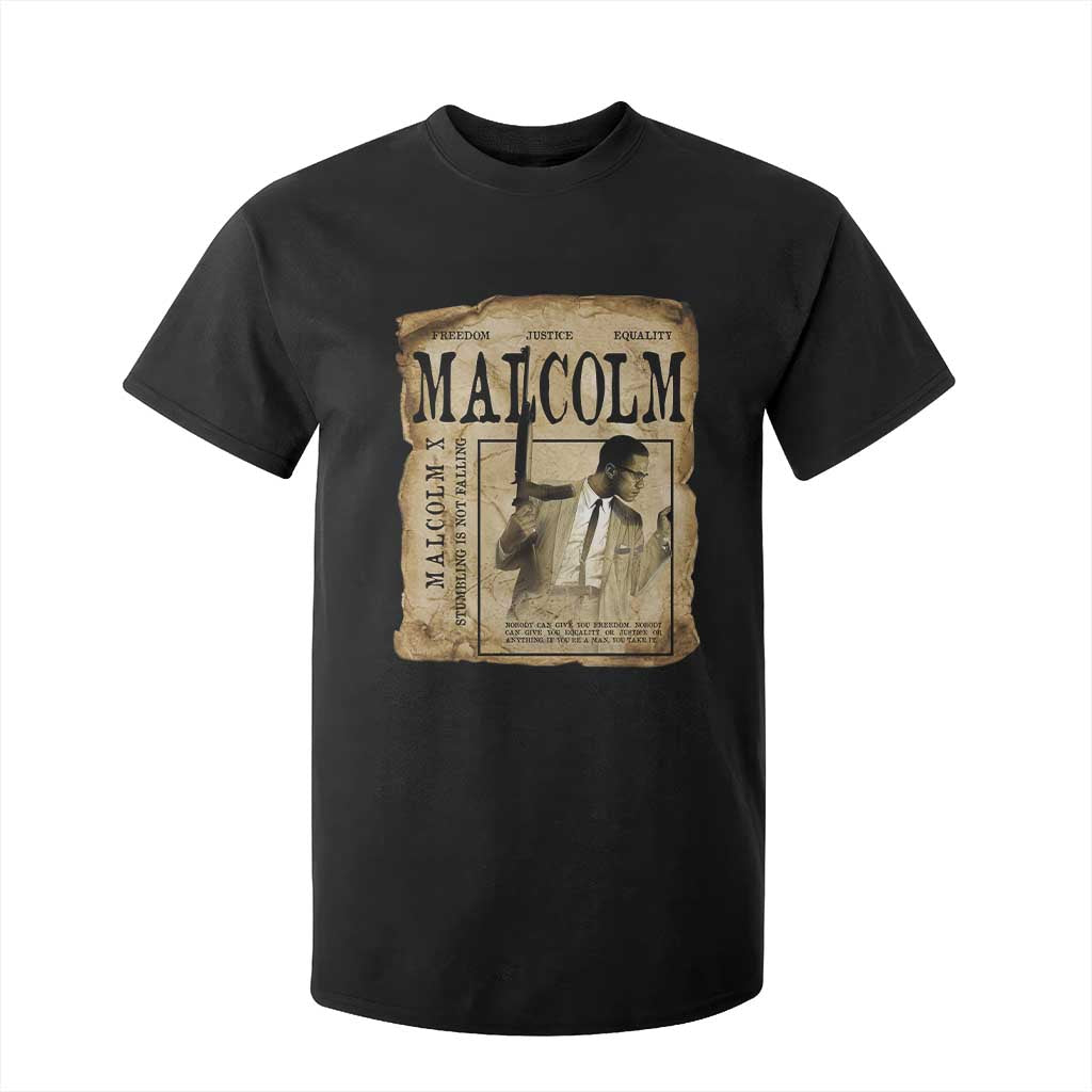Malcolm X Historical Newspaper T Shirt For Kid Stumbling Is Not Falling Black History TS12 Black Print Your Wear