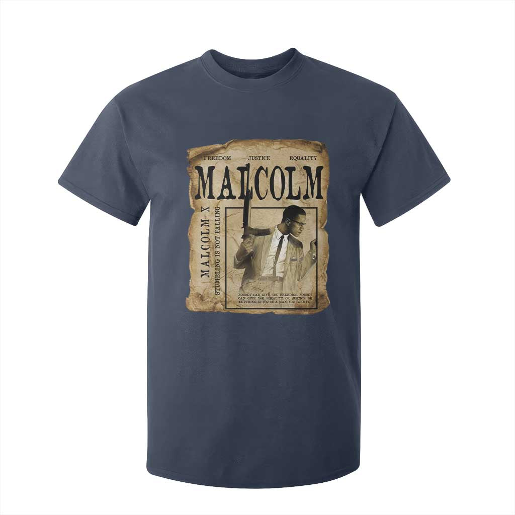 Malcolm X Historical Newspaper T Shirt For Kid Stumbling Is Not Falling Black History TS12 Navy Print Your Wear