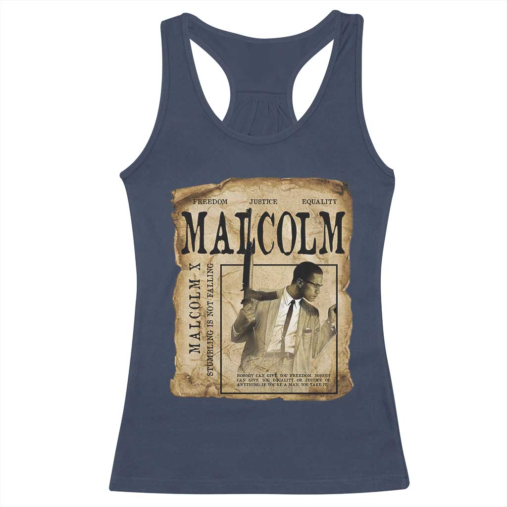 Malcolm X Historical Newspaper Racerback Tank Top Stumbling Is Not Falling Black History TS12 Navy Print Your Wear