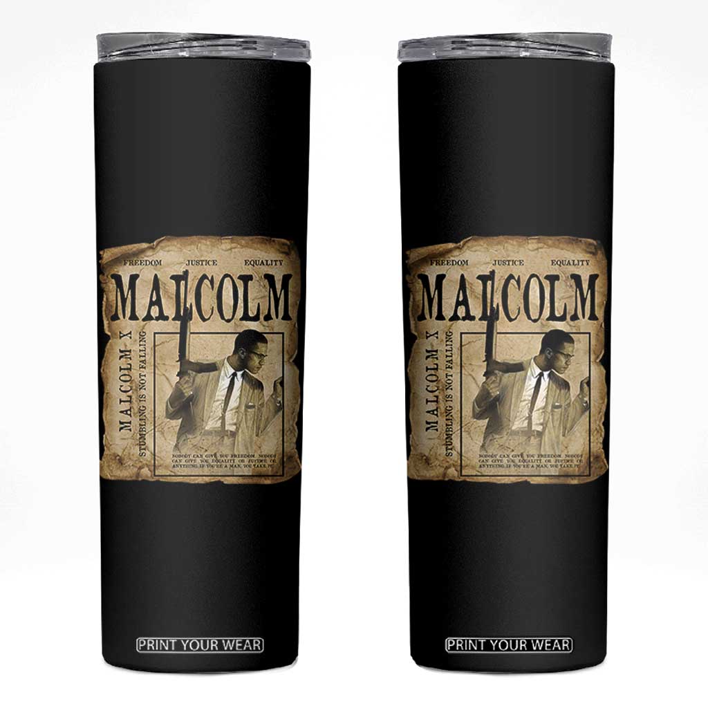 Malcolm X Historical Newspaper Skinny Tumbler Stumbling Is Not Falling Black History TS12 Black Print Your Wear