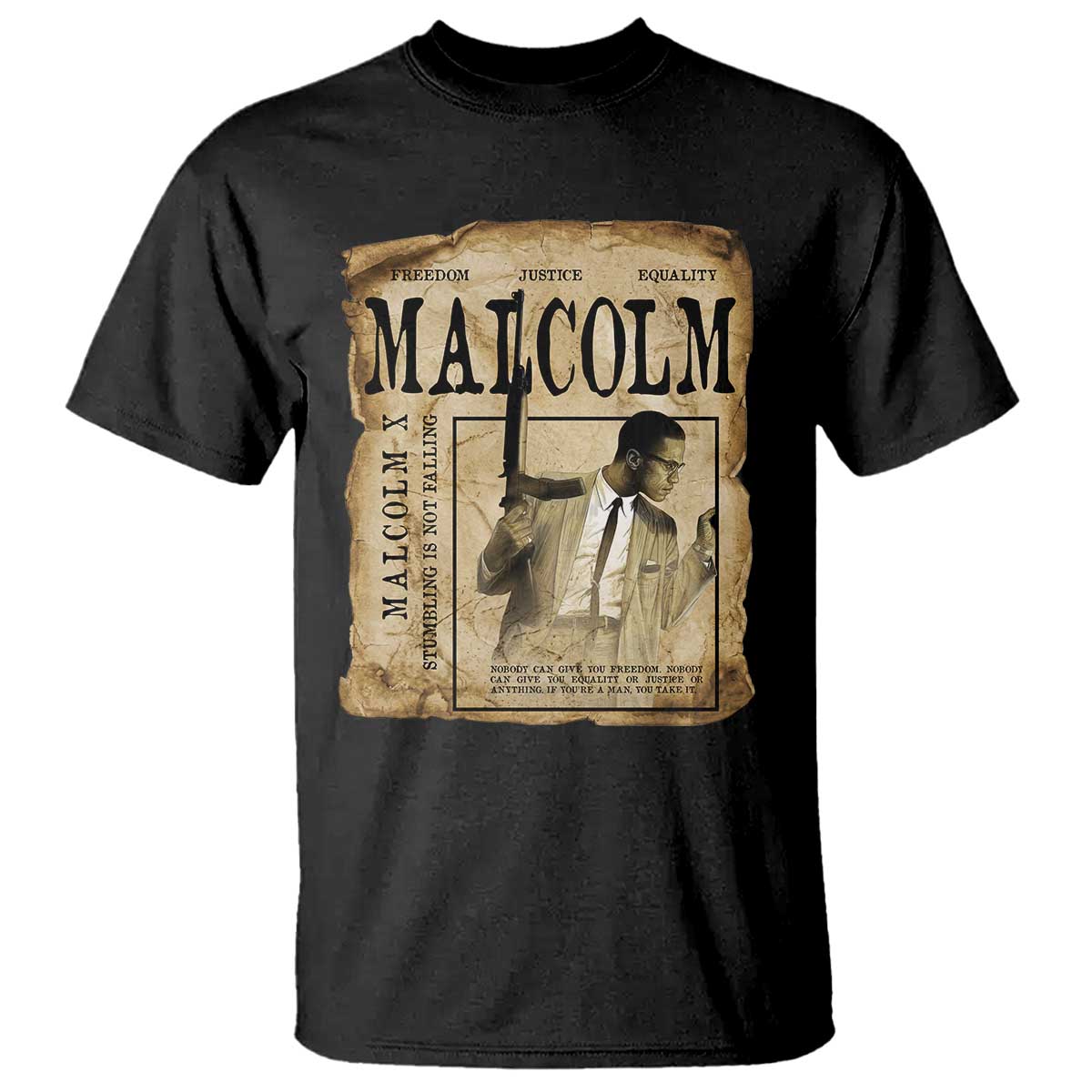 Malcolm X Historical Newspaper T Shirt Stumbling Is Not Falling Black History TS12 Black Print Your Wear