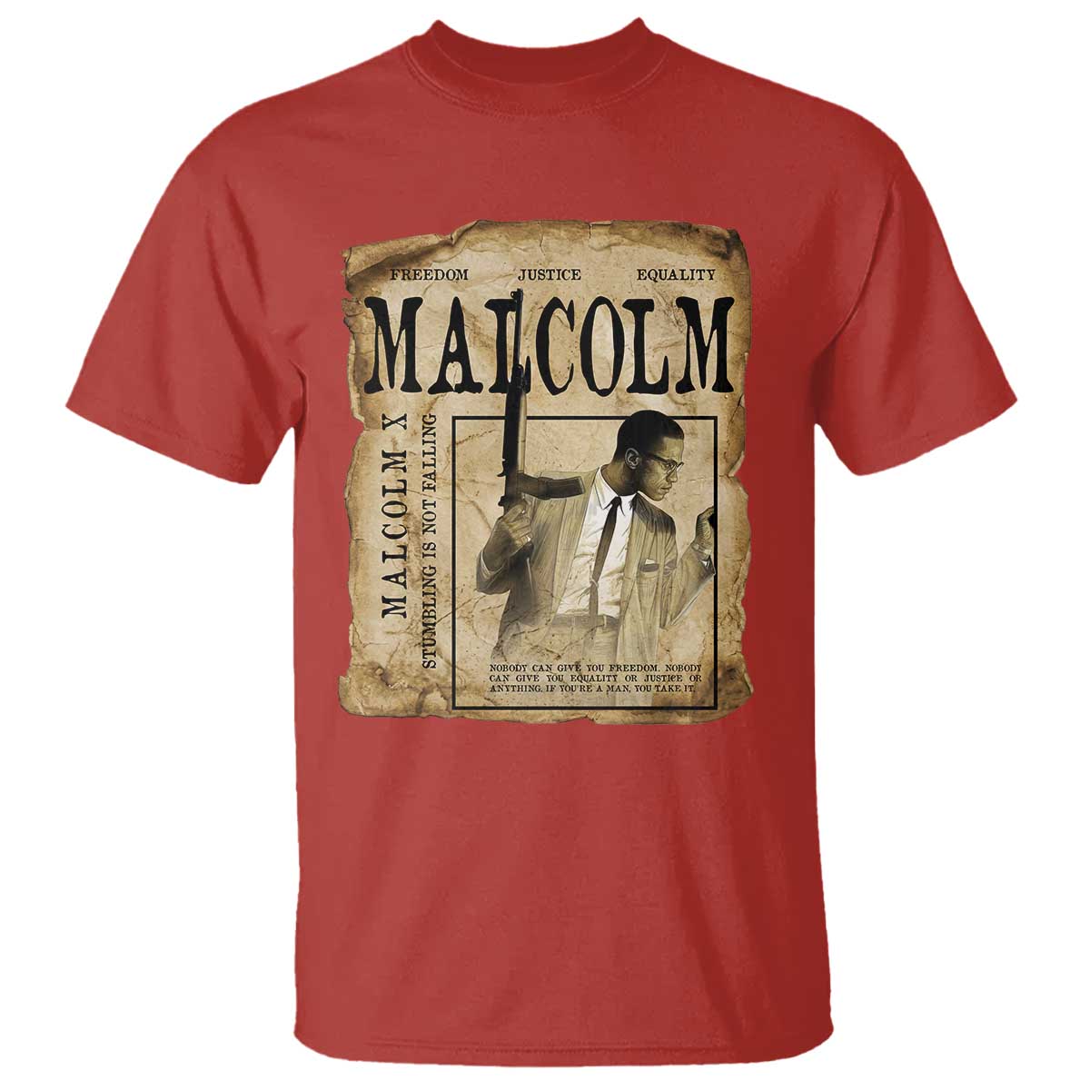 Malcolm X Historical Newspaper T Shirt Stumbling Is Not Falling Black History TS12 Red Print Your Wear