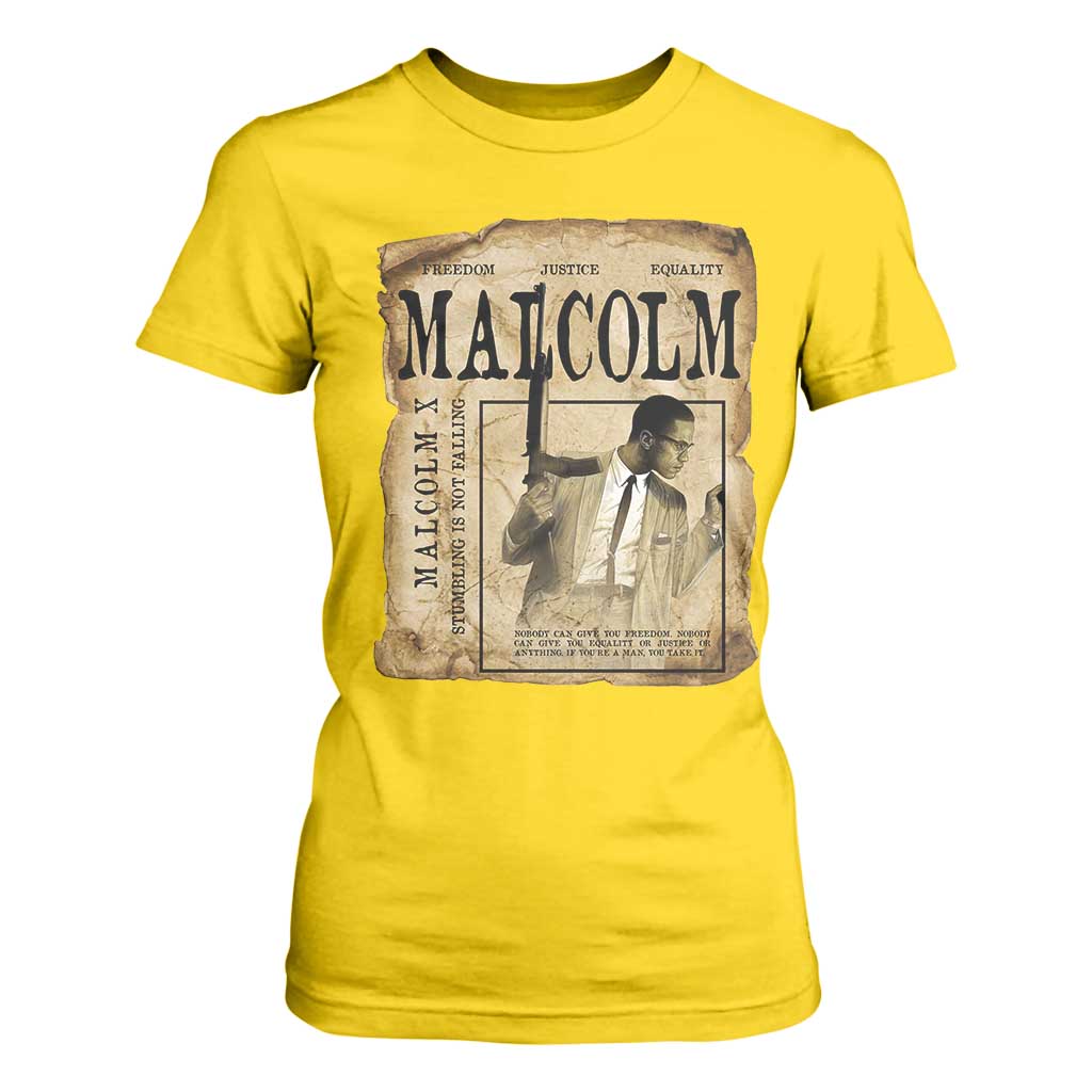 Malcolm X Historical Newspaper T Shirt For Women Stumbling Is Not Falling Black History TS12 Daisy Print Your Wear