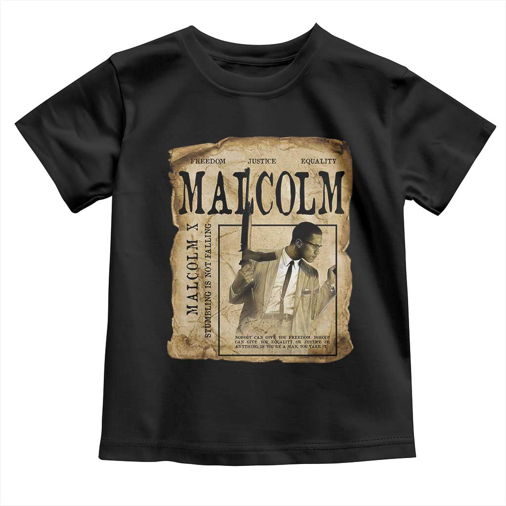 Malcolm X Historical Newspaper Toddler T Shirt Stumbling Is Not Falling Black History TS12 Black Print Your Wear