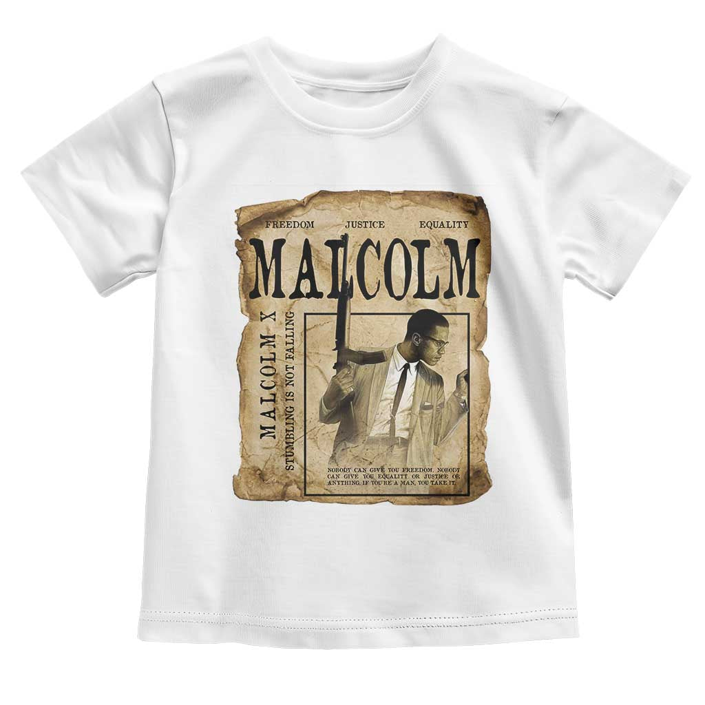 Malcolm X Historical Newspaper Toddler T Shirt Stumbling Is Not Falling Black History TS12 White Print Your Wear