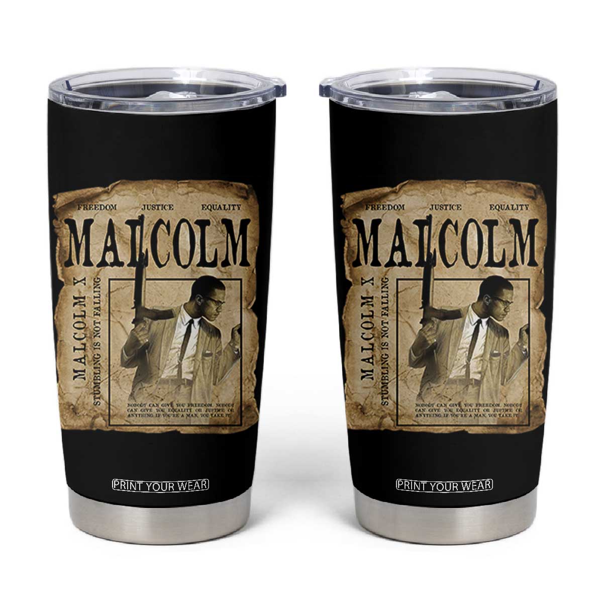 Malcolm X Historical Newspaper Tumbler Cup Stumbling Is Not Falling Black History TS12 Black Print Your Wear