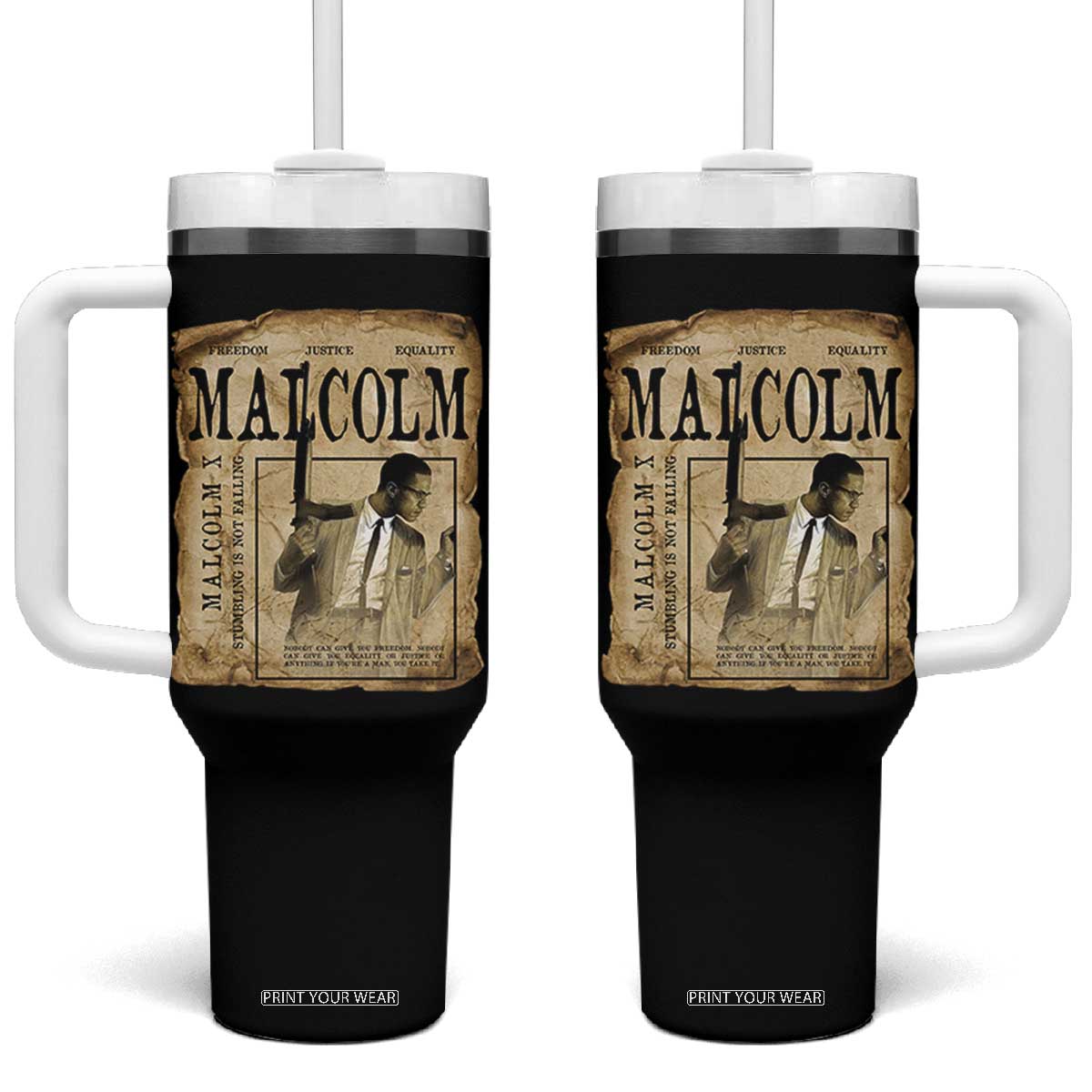 Malcolm X Historical Newspaper Tumbler With Handle Stumbling Is Not Falling Black History TS12 One Size: 40 oz Black Print Your Wear