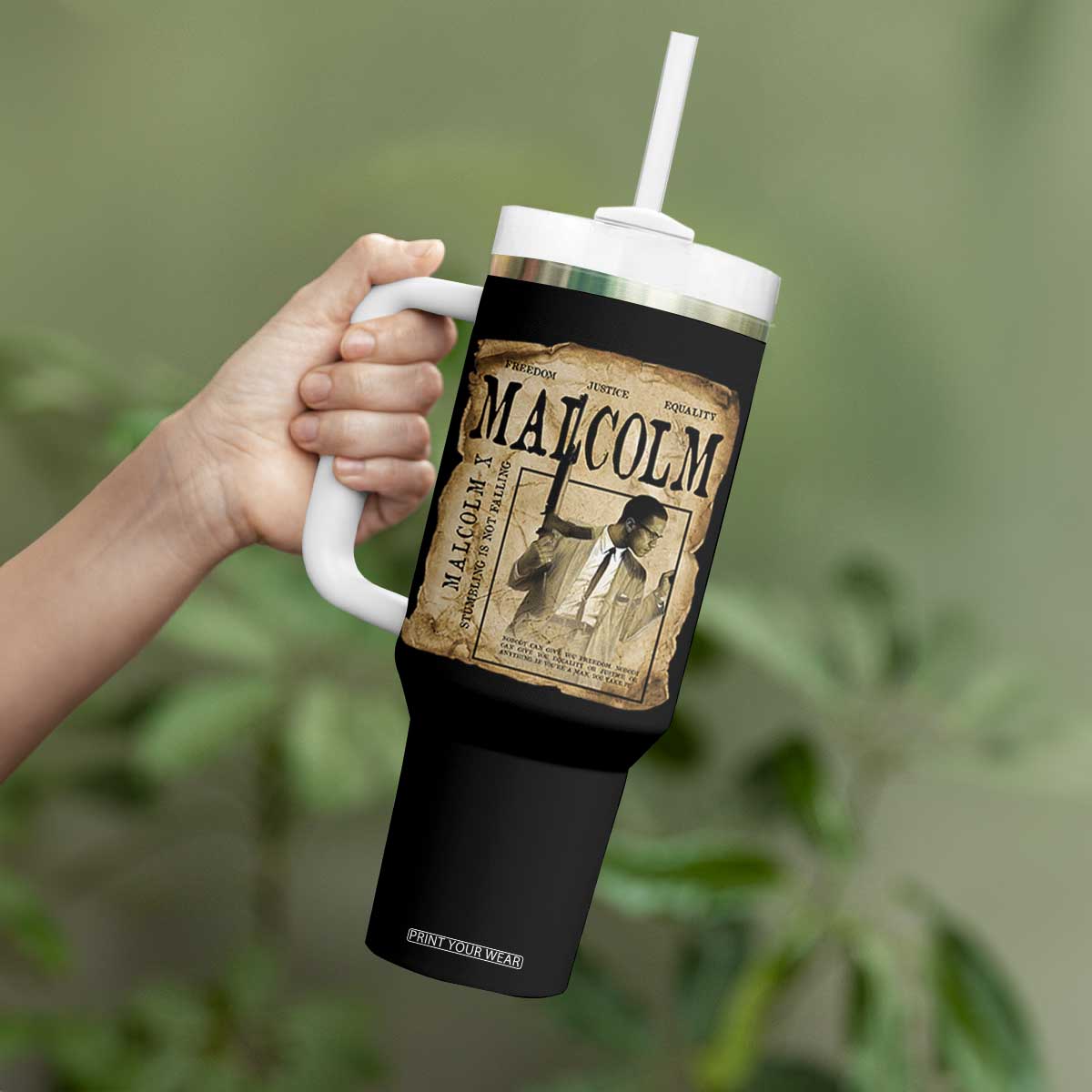Malcolm X Historical Newspaper Tumbler With Handle Stumbling Is Not Falling Black History TS12 Print Your Wear