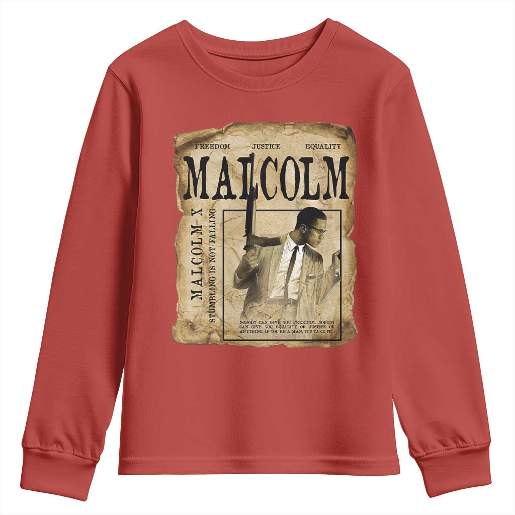 Malcolm X Historical Newspaper Youth Sweatshirt Stumbling Is Not Falling Black History TS12 Red Print Your Wear