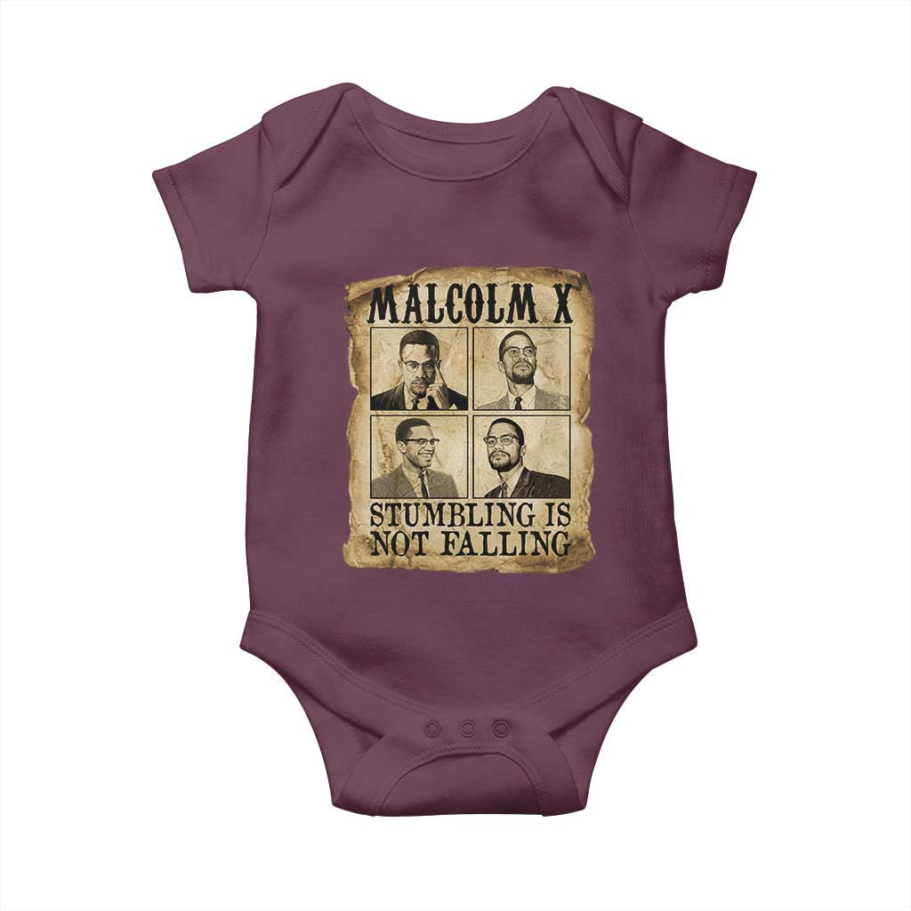 Malcolm X Baby Onesie Stumbling Is Not Falling Historical Poster TS12 Maroon Print Your Wear