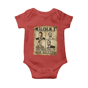 Malcolm X Baby Onesie Stumbling Is Not Falling Historical Poster TS12 Red Print Your Wear