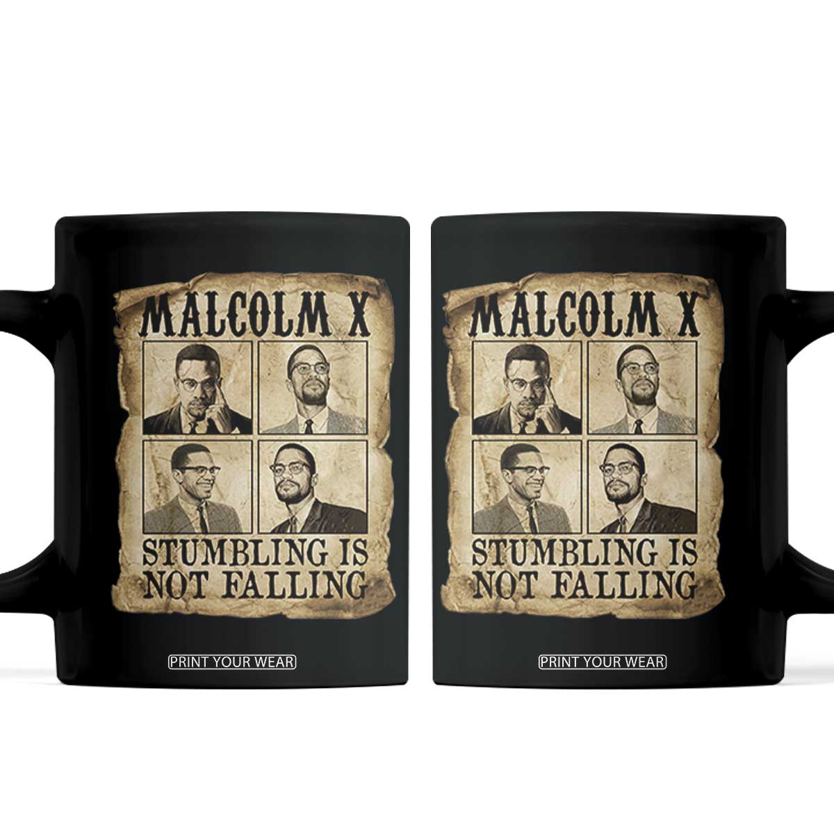 Malcolm X Coffee Mug Stumbling Is Not Falling Historical Poster TS12 Black Print Your Wear