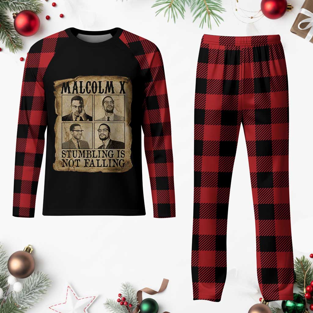 Malcolm X Plaid Pajama Set Stumbling Is Not Falling Historical Poster TS12 Buffalo Plaid Print Your Wear